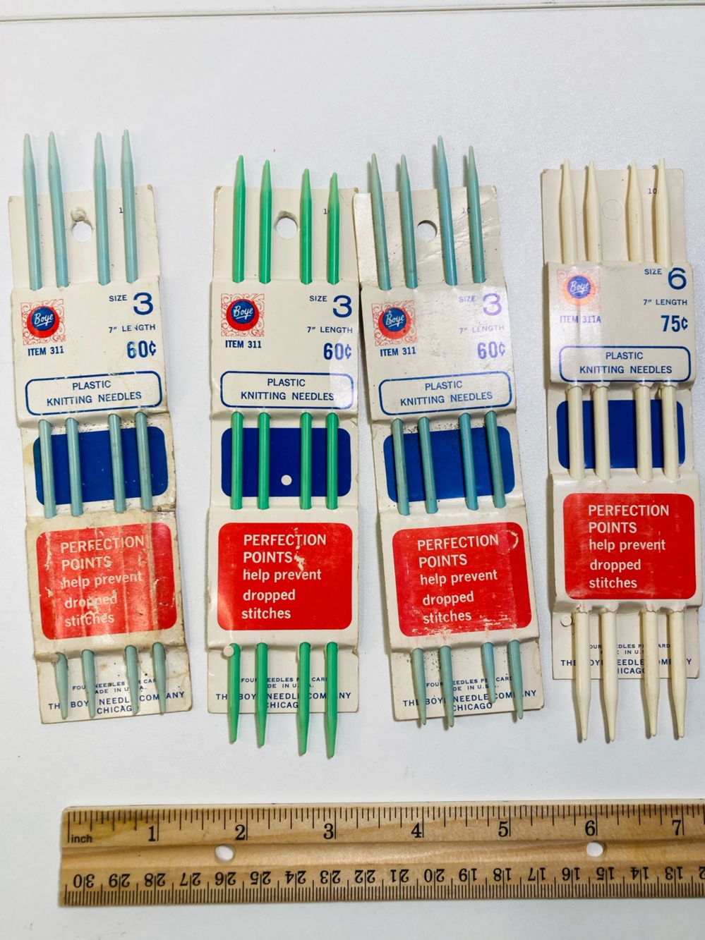 4 sets New Vintage Boye Double Pointed Plastic Knitting Needles 7” Length